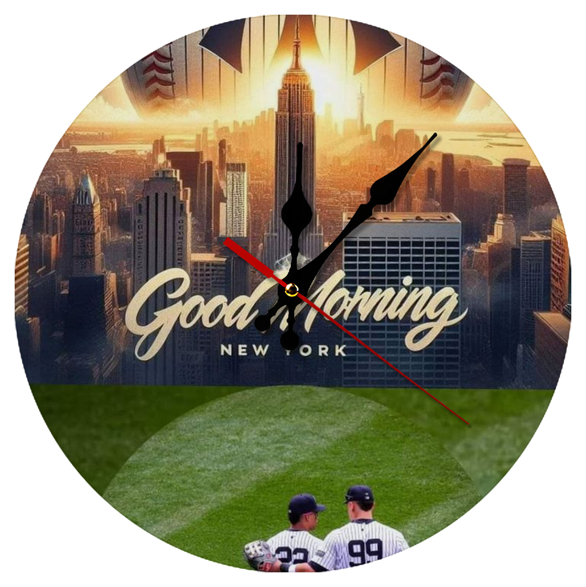 New York Yankees 218 Silent Round Wall Clock – Modern & Stylish DIY Design, Durable Wood Construction, Easy To Install – Perfect For Office, Bedroom, Living Room, And More